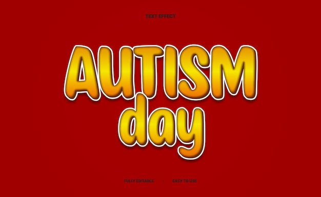 Plik wektorowy efekt tekstu 3d dnia autyzmu w pełni edytowalny