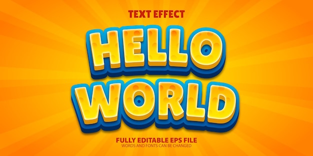 Efekt tekstu 3D Hello World na pomarańczowym tle