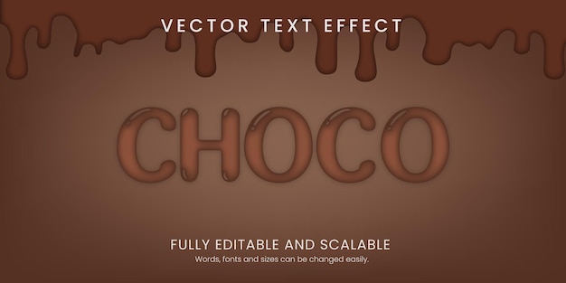 Efekt Tekstu Choco W Stylu 3d W Pełni Edytowalny Z Abstrakcyjnym Tłem