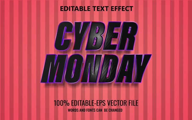 Efekt tekstu Cyber Monday Styl efektu tekstu edytowalnego Cyber Monday Obraz PNG Projekt efektu tekstu 3D