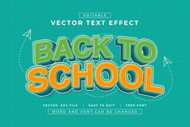 Efekt tekstu edytowalnego Back To Shool Vector 3D