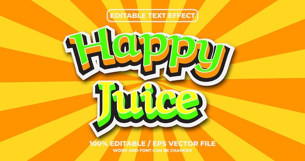 Plik wektorowy efekt tekstu edytowalnego happy juice