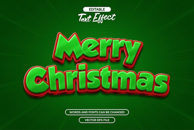 Efekt tekstu edytowalnego Merry Christmas z zielonym tłem gradientowym