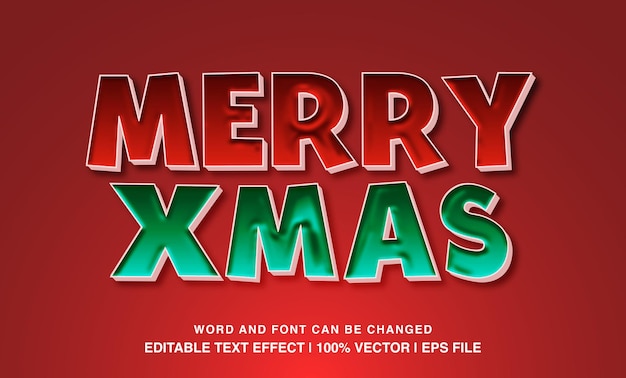 Efekt tekstu edytowalnego Merry xmas czerwony i żółty