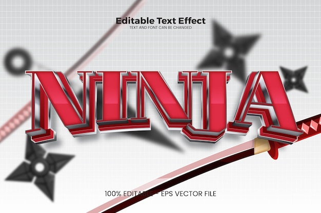 Efekt tekstu edytowalnego Ninja w nowoczesnym stylu trendowym