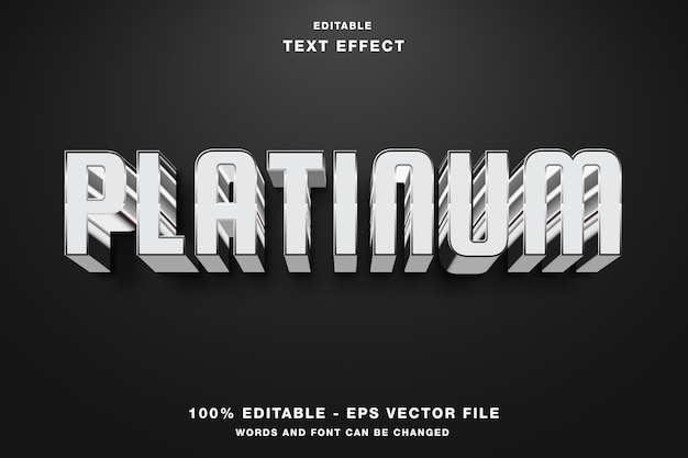 Efekt Tekstu Edytowalnego Platinum 3d