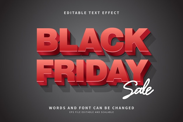 Efekt tekstu edytowalnego w 3D Black Friday Red Color with Shadow