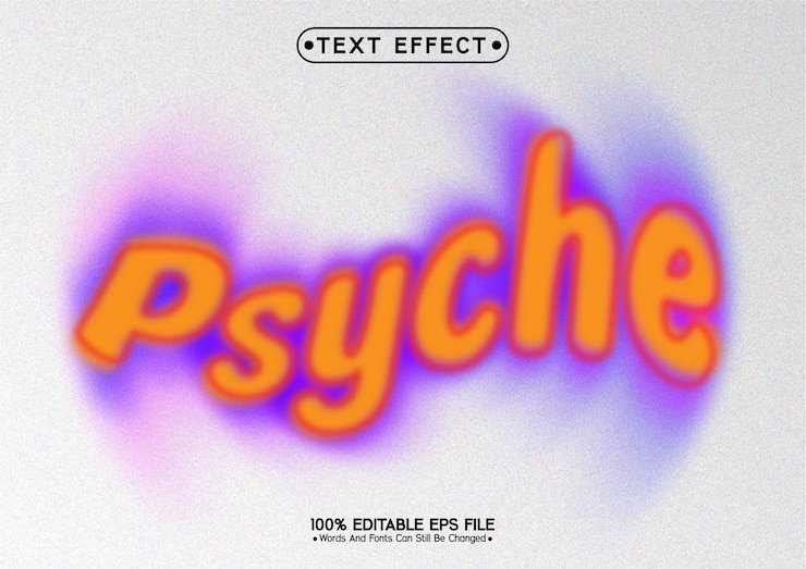Wektor efekt tekstu edytowalnego w stylu psyche