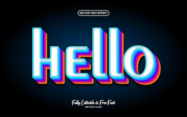 Efekt tekstu edytowalnego wektorowego 3d hello
