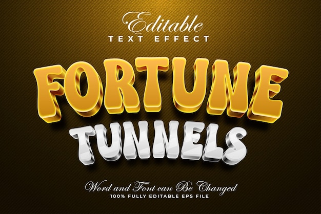 Efekt tekstu edytowalnego wektorowego Fortune Tunnels