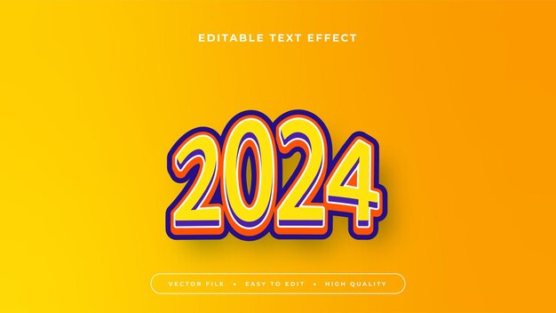 Efekt tekstu edytowalnego Żółty tekst 2024 z gradientem jasnego tła