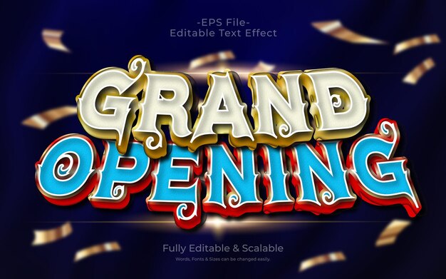 Efekt Tekstu Grand Opening 3d W Pełni Edytowalny Ilustrator Do Wektorów