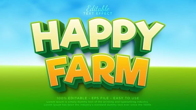 Efekt tekstu Happy Farm 3D Efekt tekstu edytowalnego rośliny