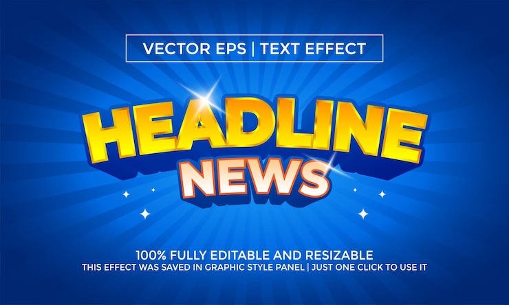 Wektor efekt tekstu headline news lub efekt tekstu wektorowego i edytowalny styl tekstu