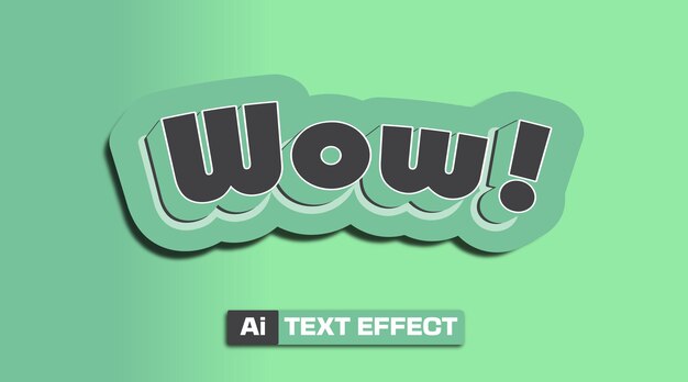 Efekt tekstu ilustratora 3D edytowalny tekst wektorowy zielone tło z tekstem mówiącym wow