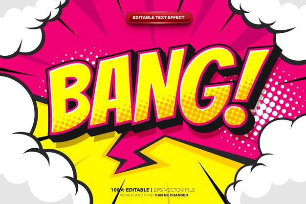 Efekt tekstu komiksowego Halftone Retro Pop Art Bang