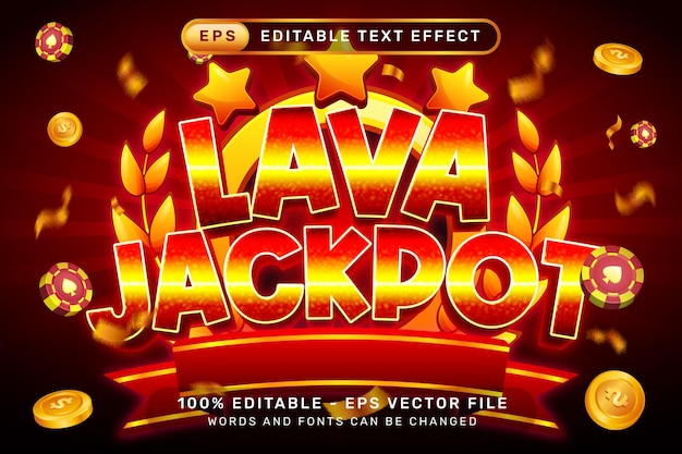 efekt tekstu lava jackpot 3d i edytowalny efekt tekstu z jasnym tłem