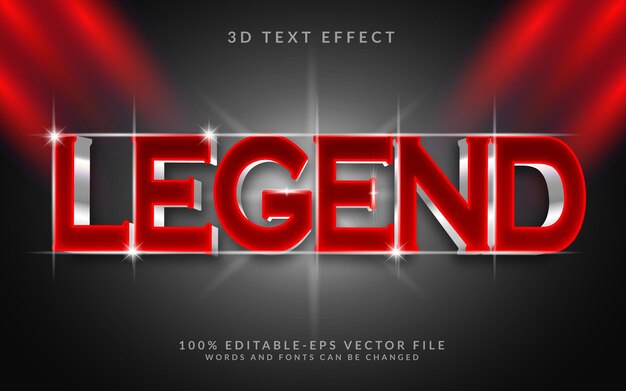 Efekt tekstu legendy 3D w pełni edytowalny ilustrator do wektorów