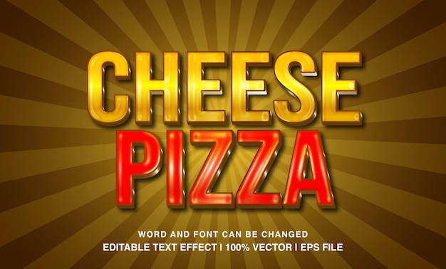 Efekt tekstu: pizza z serem, błyszcząca