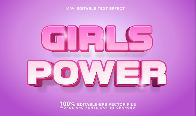 Plik wektorowy efekt tekstu power girls różowy kolor