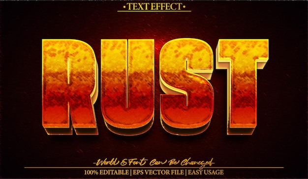 Efekt tekstu Rust Vector Editable Alphabet Rusty Iron Dirty Antique
