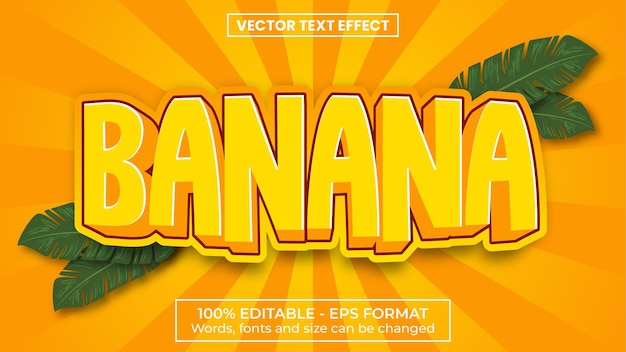 Efekt tekstu wektorowego bananowo-żółtego