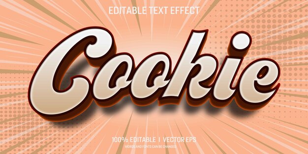 Efekt tekstu wektorowego cookie 3D z nowoczesnym stylem projektowania