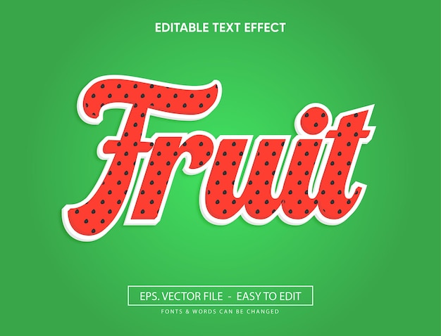 Plik wektorowy efekt tekstu wektorowego edytowalne owoce, nowoczesne, popularne efekty tekstowe