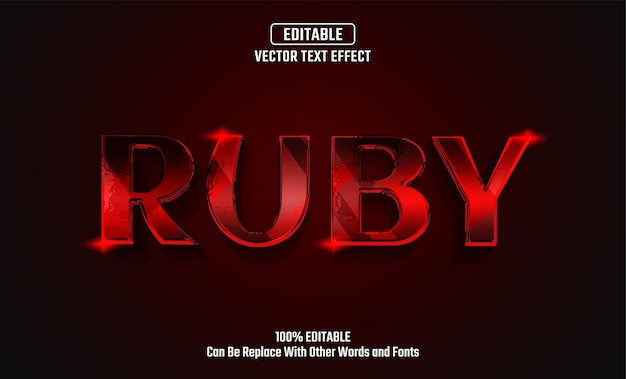 Efekt tekstu wektorowego edytowalnego Ruby