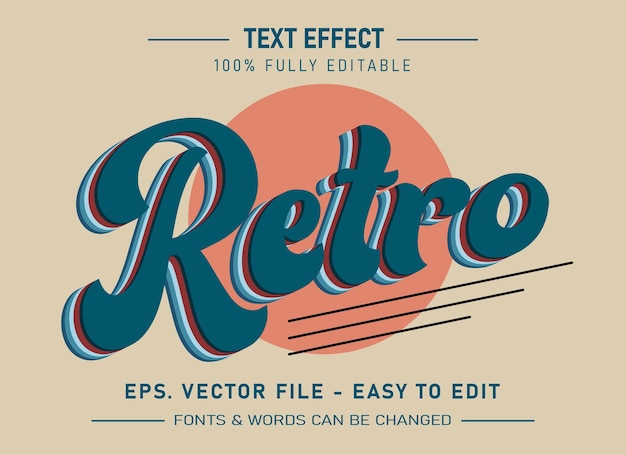 Efekt tekstu wektorowego retro vintage nowoczesnego edytowanego