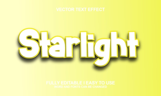 Efekt tekstu wektorowego starlight edytowalnego czcionki