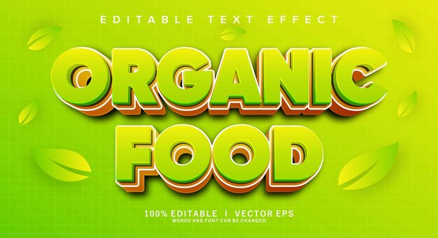efekt tekstu wektorowego żywności organicznej z nowoczesnym stylem projektowania