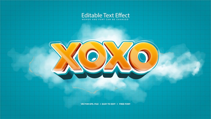 Wektor efekt tekstu xoxo 3d dla twojego projektu