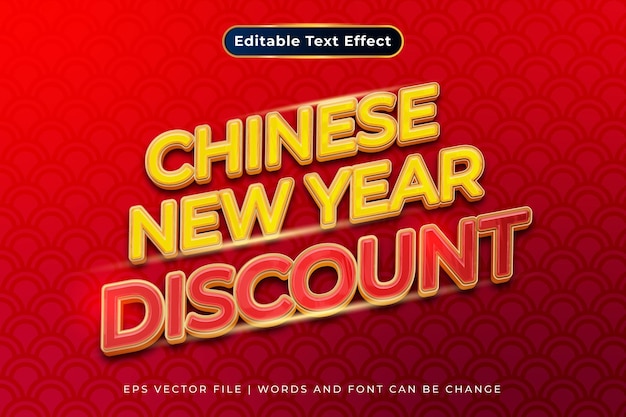 Plik wektorowy efekt tekstu zniżkowego chińskiego nowego roku