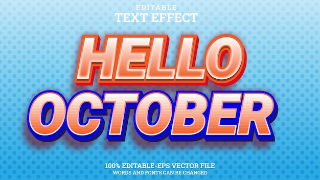 Plik wektorowy efekt tetxt cześć październik edytowalny