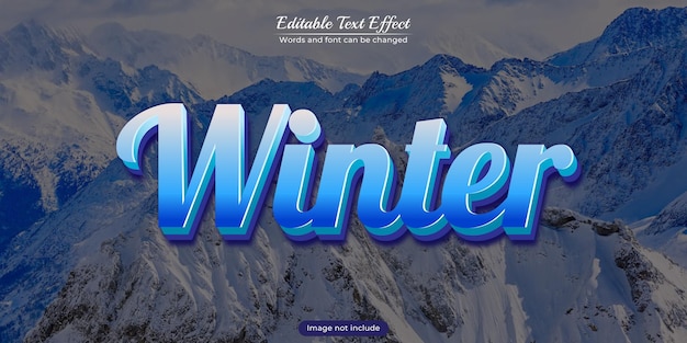 Efekt zimowy styl tekstu edytowalny tytuł typografia sztuka słów czcionka 3d