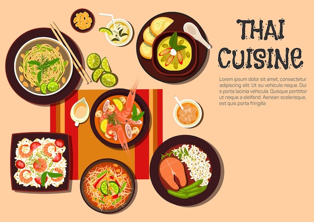 Egzotyczna Kuchnia Tajska Popularne Dania Płaskie Ikona