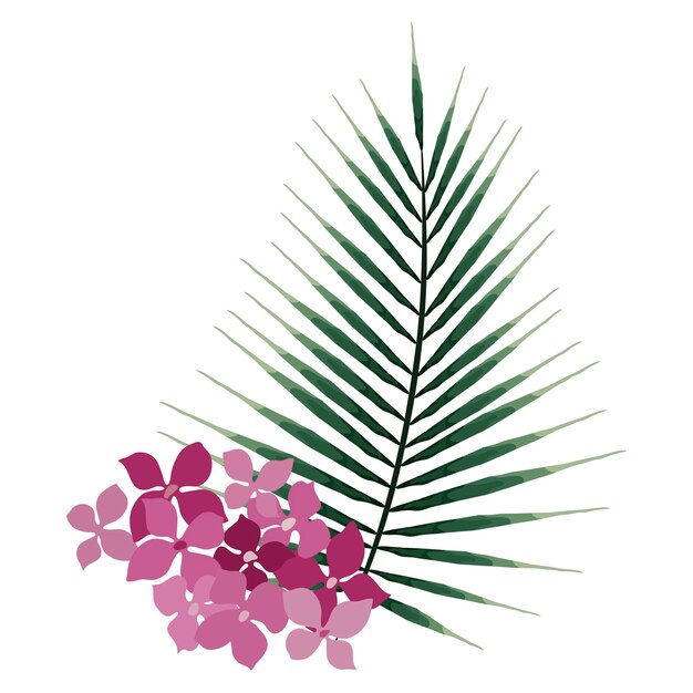 Egzotyczny Tropikalny Wektor Liść Gałąź Kwiatu Romantyczna Ilustracja Naturalne Logo Projektu