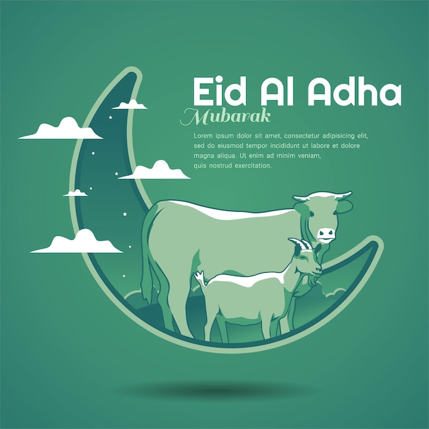 Eid Al Adha Mubarak Koza Krowa Plakat Ilustracji Wektorowych