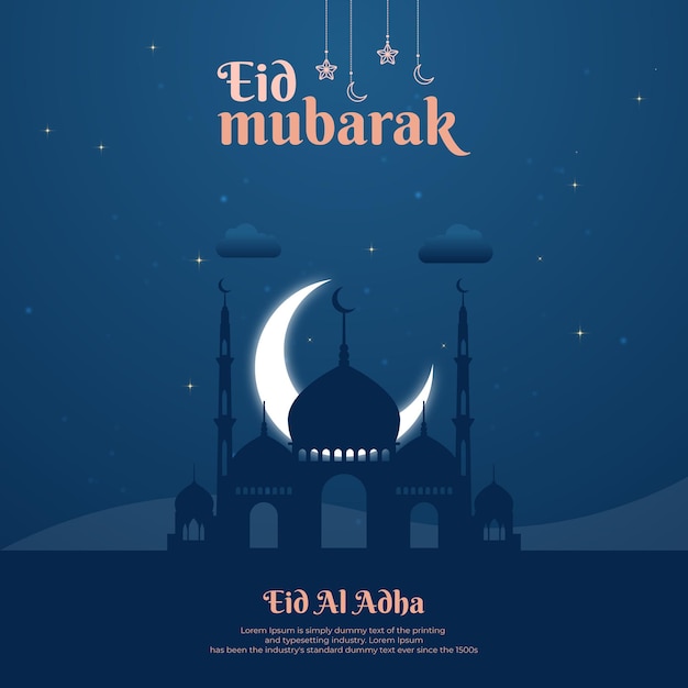 Eid Al Adha Mubarak. Kreatywne reklamy dla mediów społecznościowych, banerów, plakatów, szablonów kart okolicznościowych