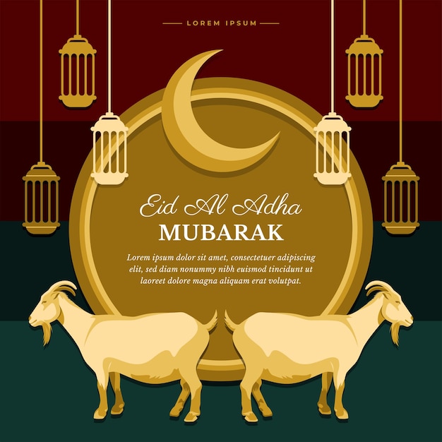 Eid Al Adha Mubarak Szablon Wektor Banner Mediów Społecznościowych