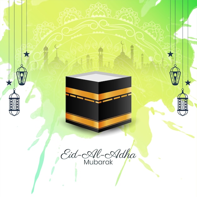 Eid al adha mubarak tradycyjna karta z pozdrowieniami festiwalu islamskiego