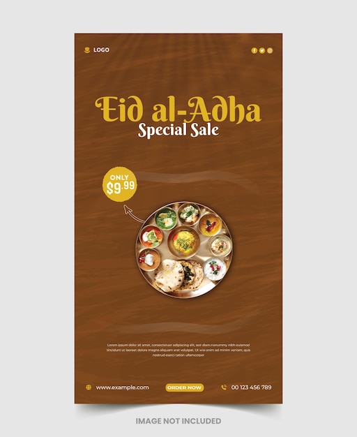 Eid Al Adha Muzułmańskie Menu Festiwalowe Jedzenie Mega Wyprzedaż Szablon Instagram I Facebook Story Islamski Projekt