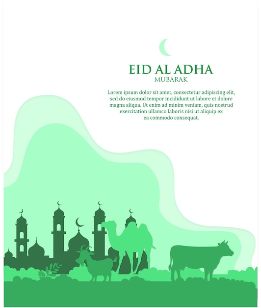 Eid Al Adha Plakat W Stylu Cięcia Papieru