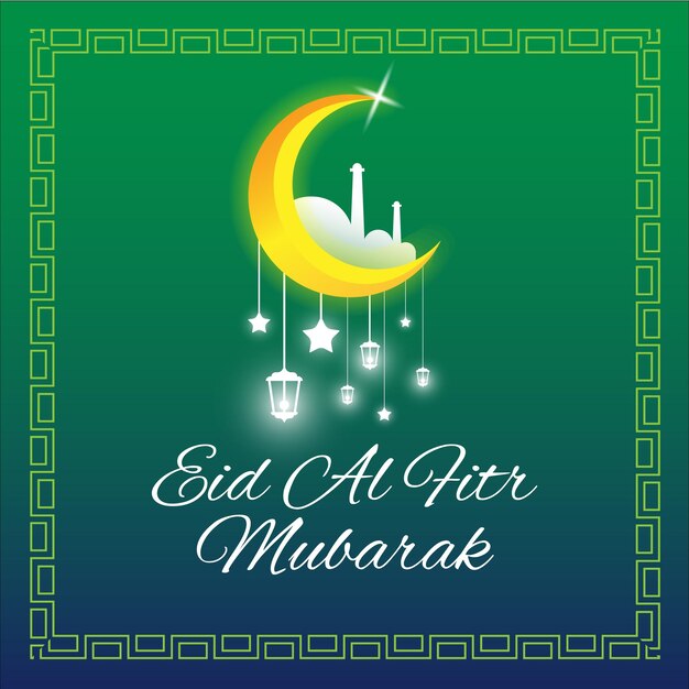 Eid Alfitr Mubarak Baner Edytowalny Szablon