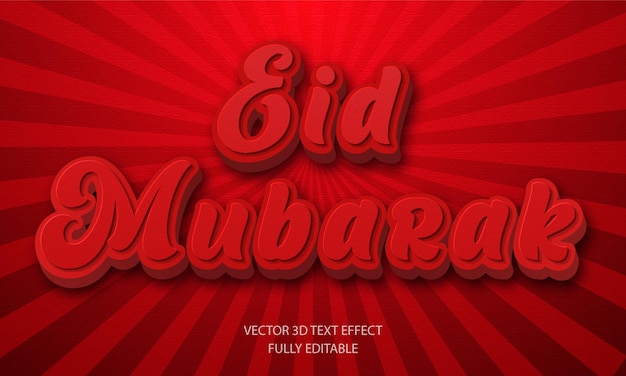 Plik wektorowy eid mubarak 3d efekt tekstowy czerwony wektor na ulotkę z życzeniami ulotka w mediach społecznościowych ulotka plakat z banerem
