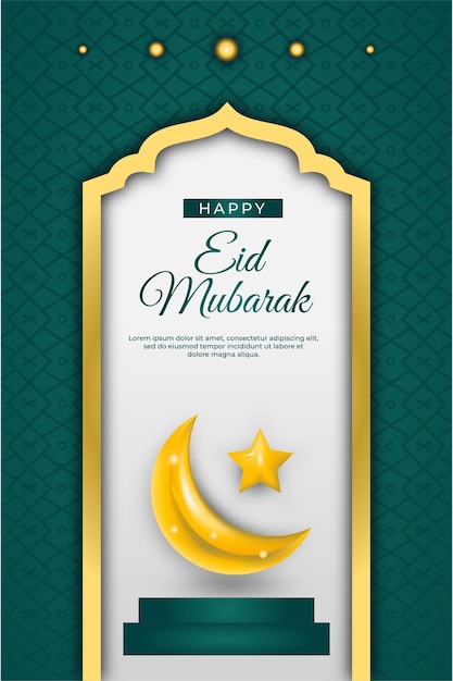 Eid Mubarak Banner Z Luksusowym Tłem Księżyca I Gwiazdy