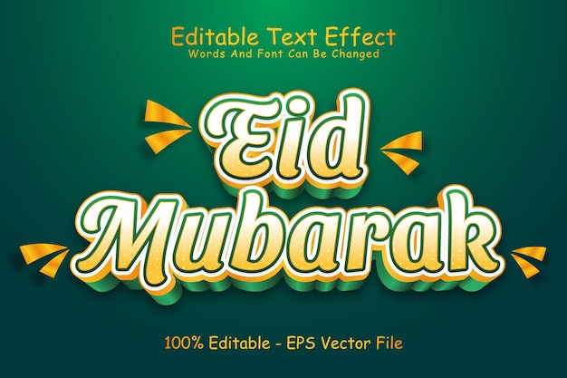 Eid Mubarak Edytowalny Efekt Tekstowy 3-wymiarowy Płaskorzeźba W Nowoczesnym Stylu