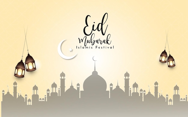 Plik wektorowy eid mubarak festiwal meczet pozdrowienia tło