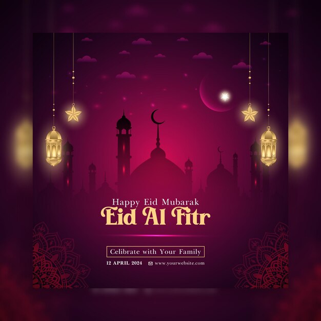 Plik wektorowy eid mubarak i eid ul fitr banner mediów społecznościowych szablon postów na instagram